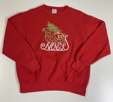 Vintage Santa s Sleigh Sweatshirt Sz M Made In USA Noel Christmas Holiday 90s