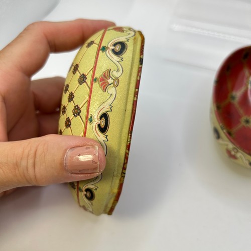 Vintage 5" Metall Osterei Replik Faberge Ei Vorratsdose "1894" rot innen - Bild 5 von 11