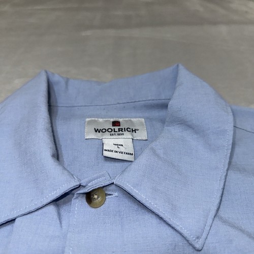 Woolrich Shirt Mens Large Blue Button Up Vented Back Fishing Flexible Fishing - Picture 5 of 14