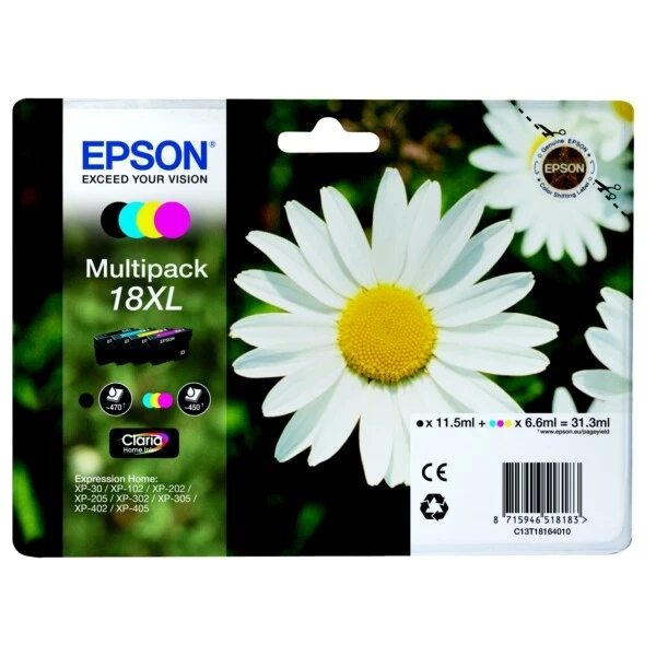Epson C13T18164012 18XL Cartouche D'Encre MultiPack Bk,C,M,Y 470pg + 3x450pg - Photo 1/1