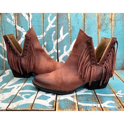 Circle G by Corral Brown Studded Fringe Western Boots Womens  display picture 3