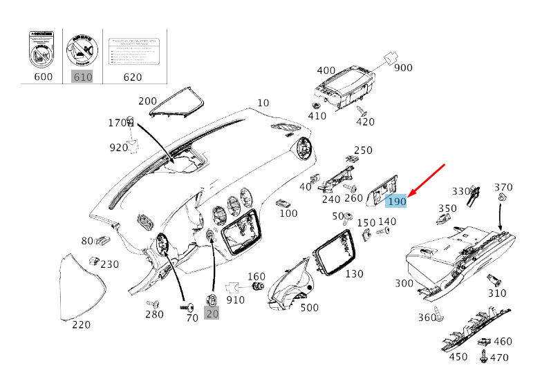 MB GLA X156 Instrumententafel-Displayabdeckung LHD A17668000089051