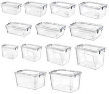 Clear Plastic Storage Box with Lid Kitchen Food Office Stackable Container Boxes