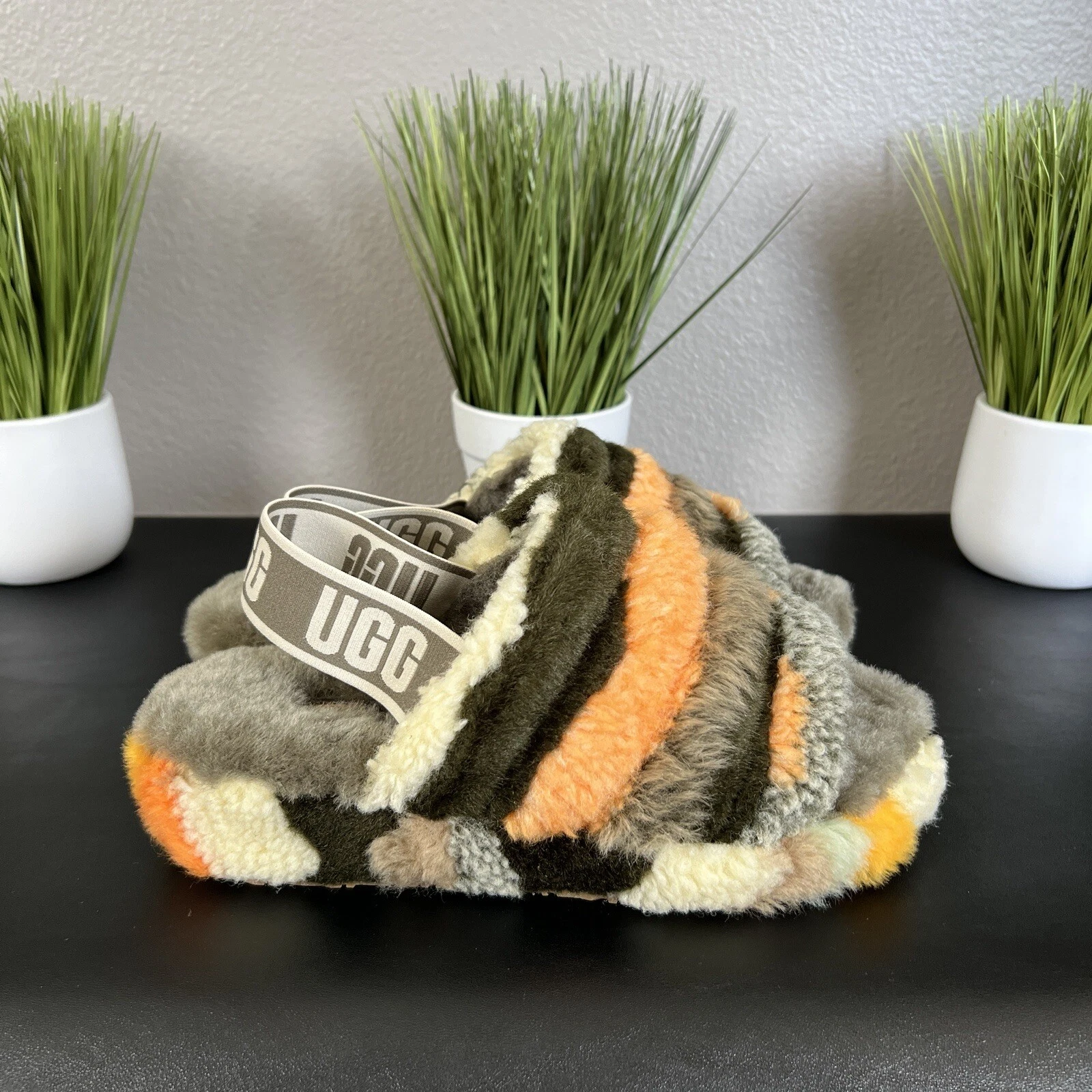 Sandali da donna UGG Fluff Yeah Slide Cali collage pelle di pecora taglia 6