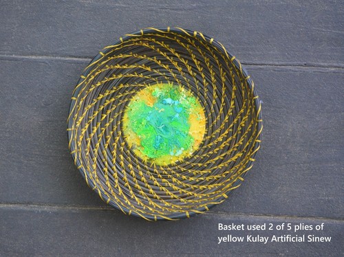 Kulay Yellow Artificial Sinew Waxed Flat Polyester Thread, Sinue, 300 yards - Picture 2 of 8