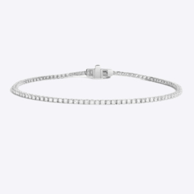 Certified 1 Carat Womens Bracelet GLI HRD Lab Grown Round Diamond 14K White Gold