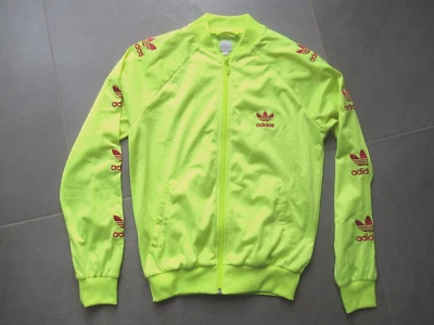 Veste Adidas Originals Trefoil Jaune Fluo Vintage Jacket sport Femme taille 40 - Photo 1/4