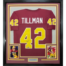Framed Facsimile Autographed Pat Tillman 33x42 Red Reprint Laser Auto Jersey