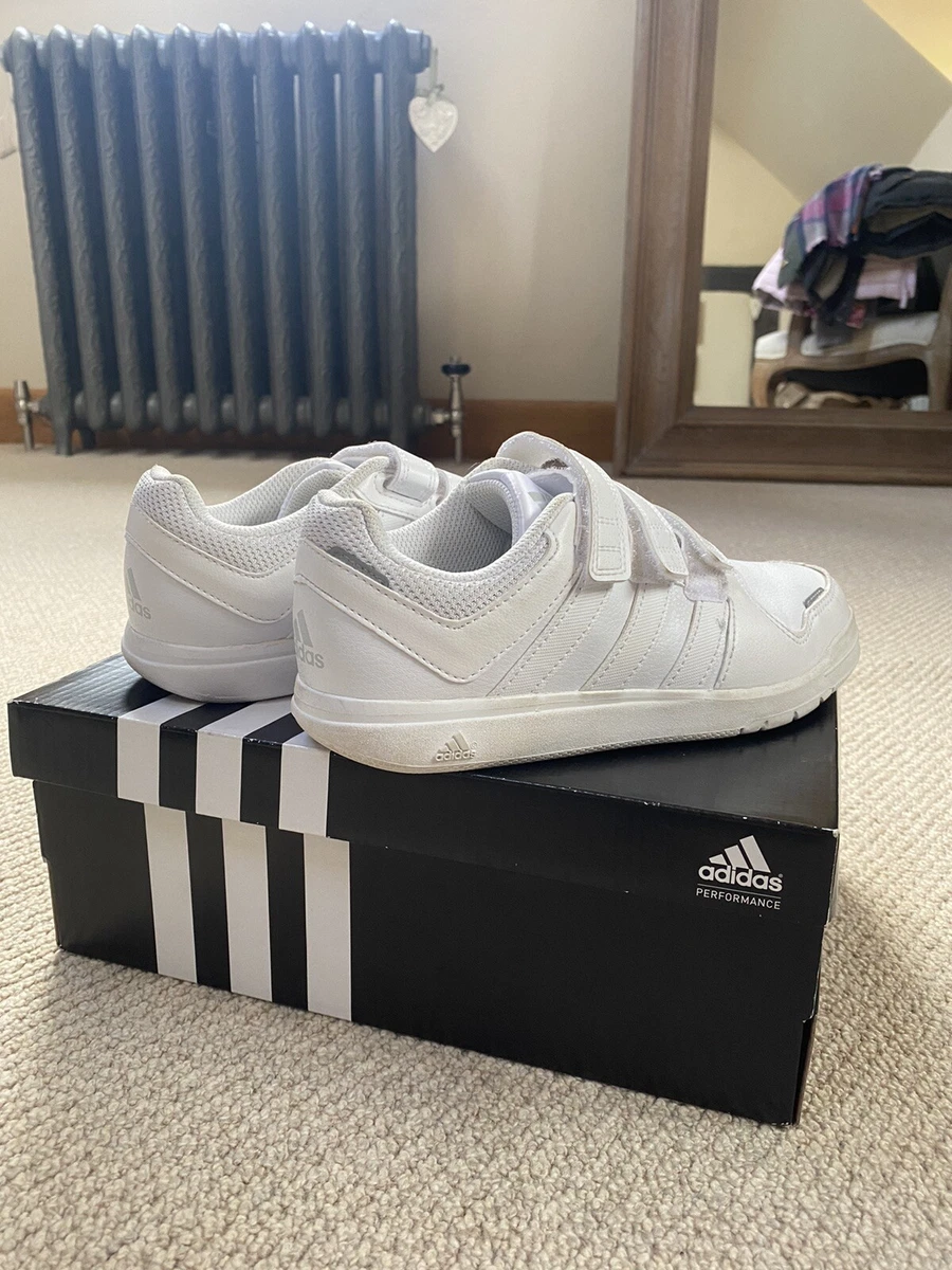 Adidas Unisex kids white trainers UK size 2 Non marking sole eBay