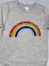 Girls' Long Sleeve Rainbow Pullover Sweater - Cat & Jack - Gray Medium (7/8)
