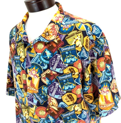DISNEY PARKS Men's XL Hawaiian Shirt MATERHORN SPACE MOUNTAIN Star Tours Print *