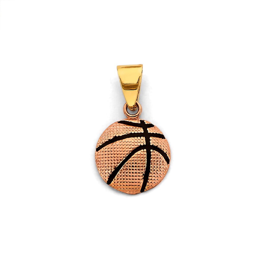 Small Tiny 14k 2T Gold Basketball Enamel Pendant Charm For