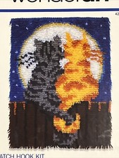 Wonderart Latch Hook Rug Kit Cats Moonlight Meow. Open Box  New Lower Price