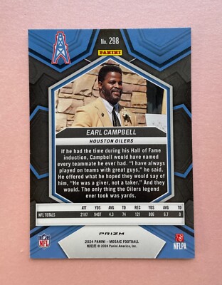 2024 Panini Mosaic Football Earl Campbell Green Mosaic Prizm #298