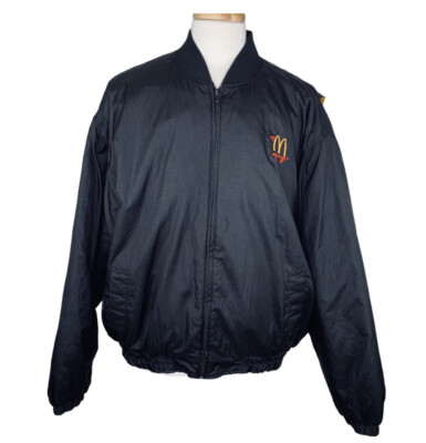 McDonald’s Vintage 90s Crest Employee Jacket Black Drive Thru 2XL XXL EUC 