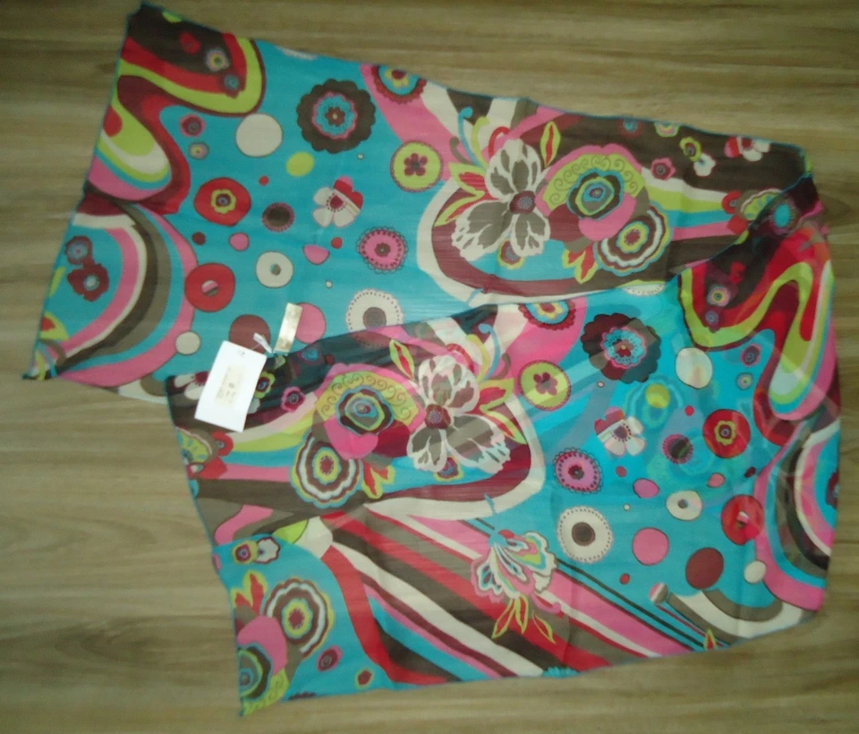 Bufanda larga de seda negra roja de colección NORDSTROM Mara 35A para mujer talla 55x15 pulgadas Foto 2 de 4