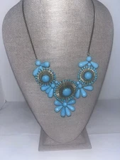 Blue And Gold Necklace Beaded Lot D