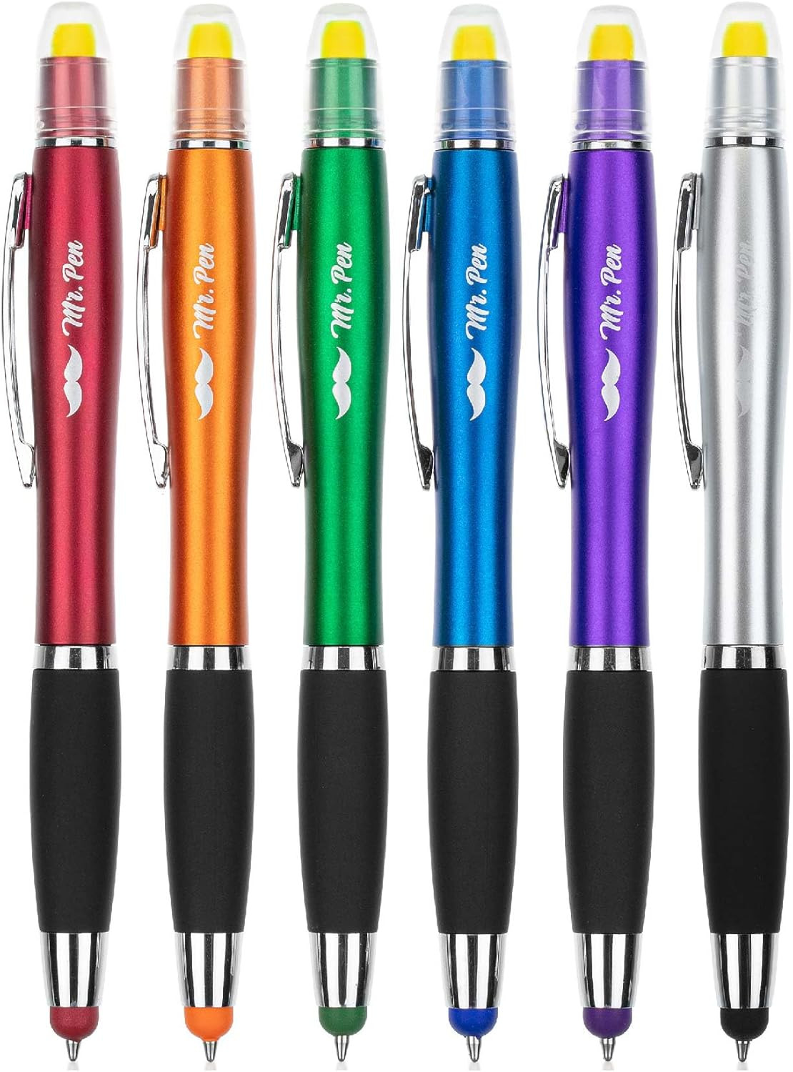Kit, 6 Pcs, Colorful Barrels, Yellow Highlighters, Bl