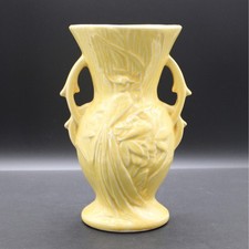 Vintage 1948 McCoy Pottery Bird of Paradise Yellow Double Handled Vase 8" MCM