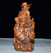 Exquisite Small Leaf Boxwood Lotus Leaf Maitreya Ornament