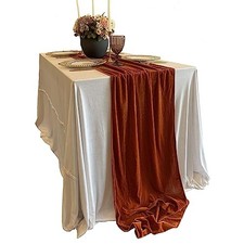 Luxurious Velvet Table Runner 120 Inches Wedding Table 20 x 120 inch Terracotta