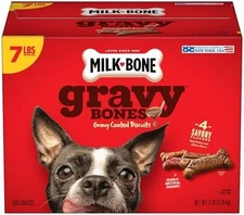 Milk-Bone Gravy Bones Dog Treats 7 Pound 4 Savory Meat Flavors Coated in Gravy