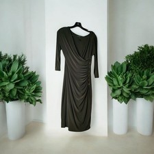 Vtg Lauren Ralph Lauren Dress 8 Green Sheath Rushing Wrinkle Free Cocktail Party