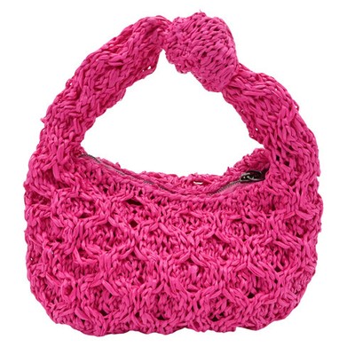 MARIA LA ROSA | Mini Datolite Crochet Fuchsia Top Handle Bag