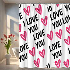 I Love You Hearts Shower Curtain - Cute Pink Black Design