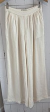 Elevenses Anthropologie Women  s SZ 0 100 Silk Lined Pants Cream Side Zipper