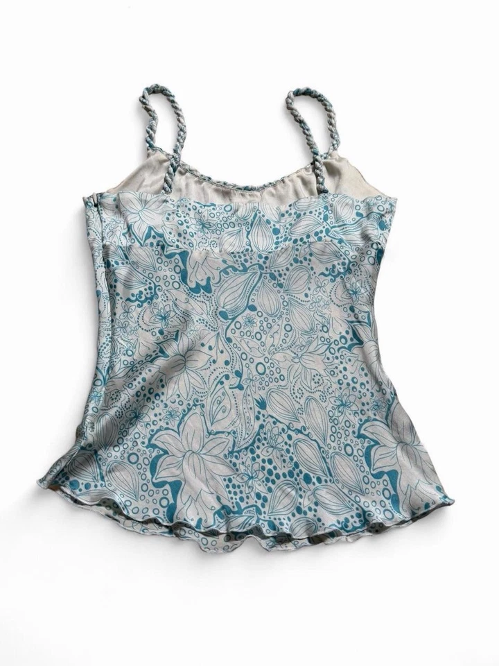 Vintage BEBE 100% Silk Floral Braided Strap Camisole Top XS Y2K Fairycore - Image 3 of 4