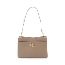 BALLY Trapeze Soft Shoulder Bag Leather Gray Beige Gold Hardware #RC4252