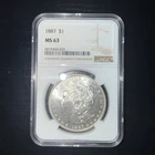 1887 Morgan Silver Dollar MS63 Grade NGC Certified