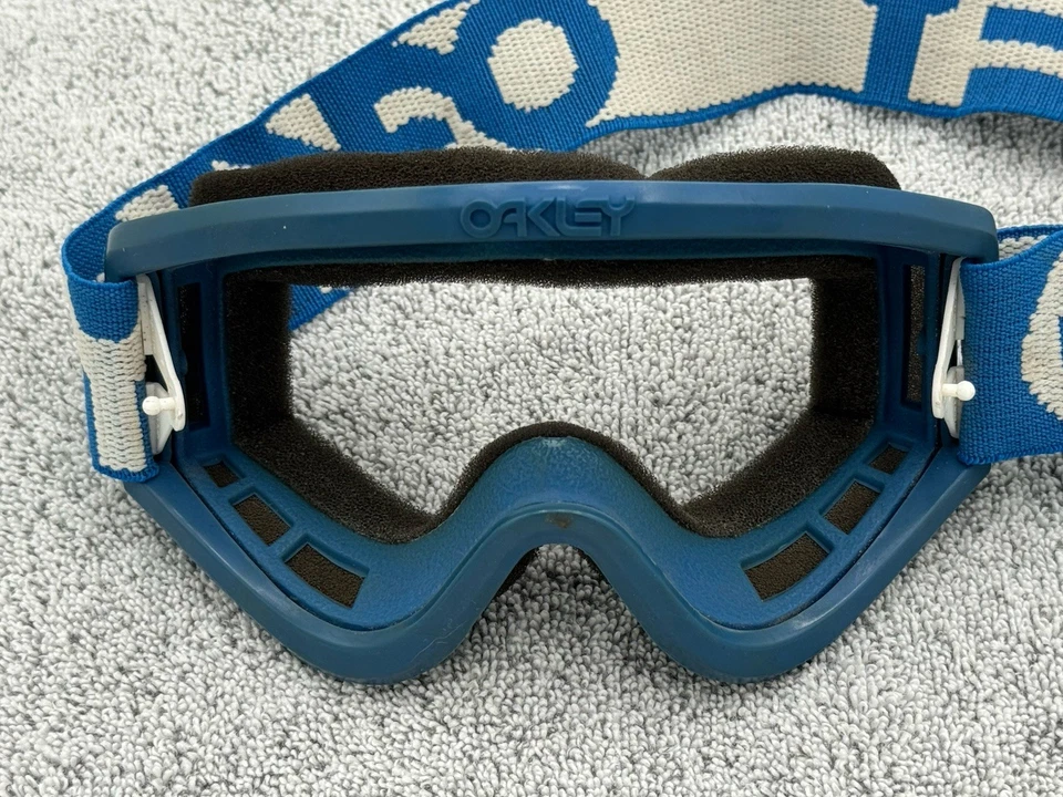GAFAS OAKLEY de Colección Correa Azul y Blanco BMX MX Carreras Esquí Snowboard Años 80 90 Foto 2 de 4