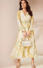 Together Print Maxi Dress in Lemon UK 10 (FMS9-10.1)