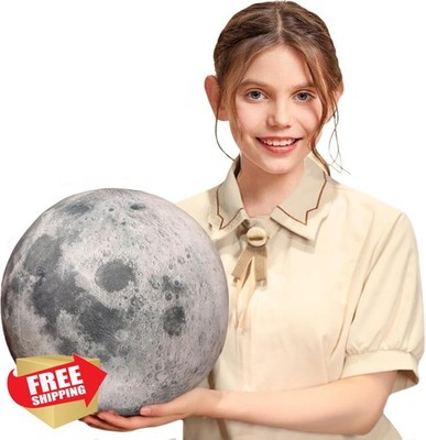 XIGUI 3D Planet Pillow Plush Toy, Moon Educational Learning 10.6in