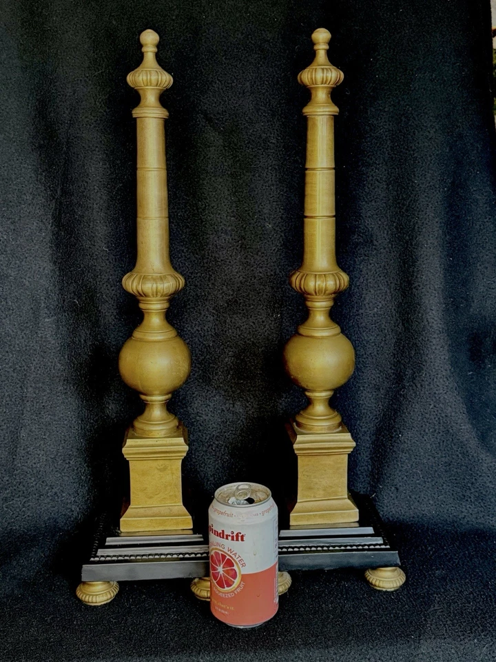 GRAND TOUR STYLE BRASS BRONZE OBELISKS Large Pair Mantel Clock Garniture - Image 2 of 4