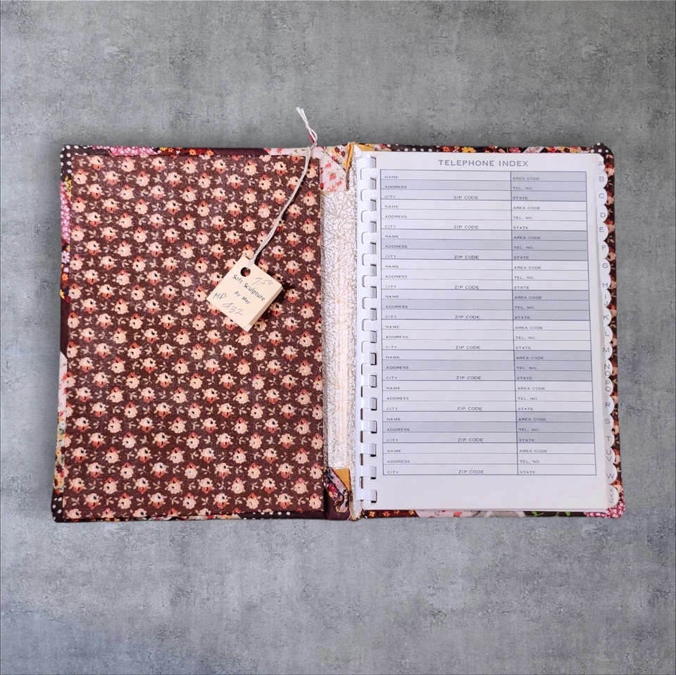 Vintage Handmade Patchwork Fabric Address Book Cross Stitch Phone Cottagecore - Image 3 of 4