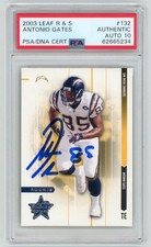 ANTONIO GATES Signed 2003 Leaf ROOKIE Card #132 PSA Auto 10. rookie card picture
