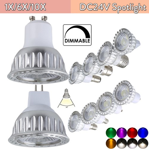 Dimmable Dc24v Led Spotlight Red Blue Green Mr16 Light Cob Spot Lights 5w Bulbs