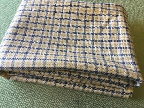 90 cm x 138 cm Ian Mankin nairn check Remnant linen mix blue beige - 第 1/2 張圖片