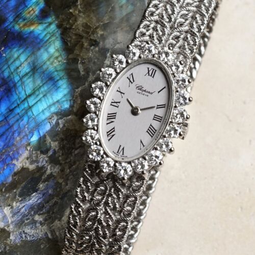 Chopard Ref. 5026-1 Factory Diamond Bezel 18k White Gold Women's Bracelet 1970s