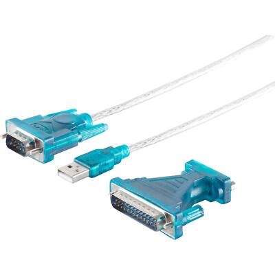 USB 2.0 auf RS232 DB9 Stecker Adapterkabel mit RS-232 (DB25) Adapter - 0,8m