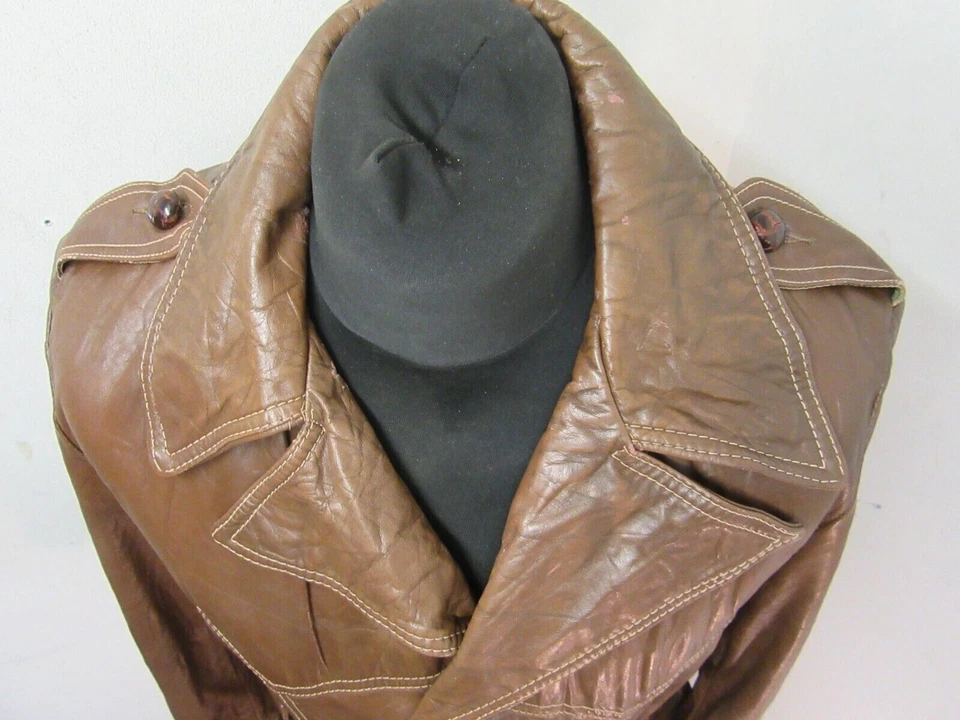 ВИНТАЖНЫЙ 70-Х КУПЕР США КОЖАНАЯ КУРТКА РАЗМЕР UKS, STARKY И КЛАТЧ СТИЛЬ + ПОДКЛАДКА - Изображение 2 из 4