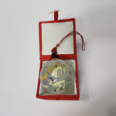 Vintage Handblown Glass Ornament Reverse Painted Horse Christmas Willitts