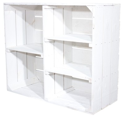 Shabby Chic Holzschrank mit 3 Mittelbretter und Trennbrett 77x68x35cm Holzkiste