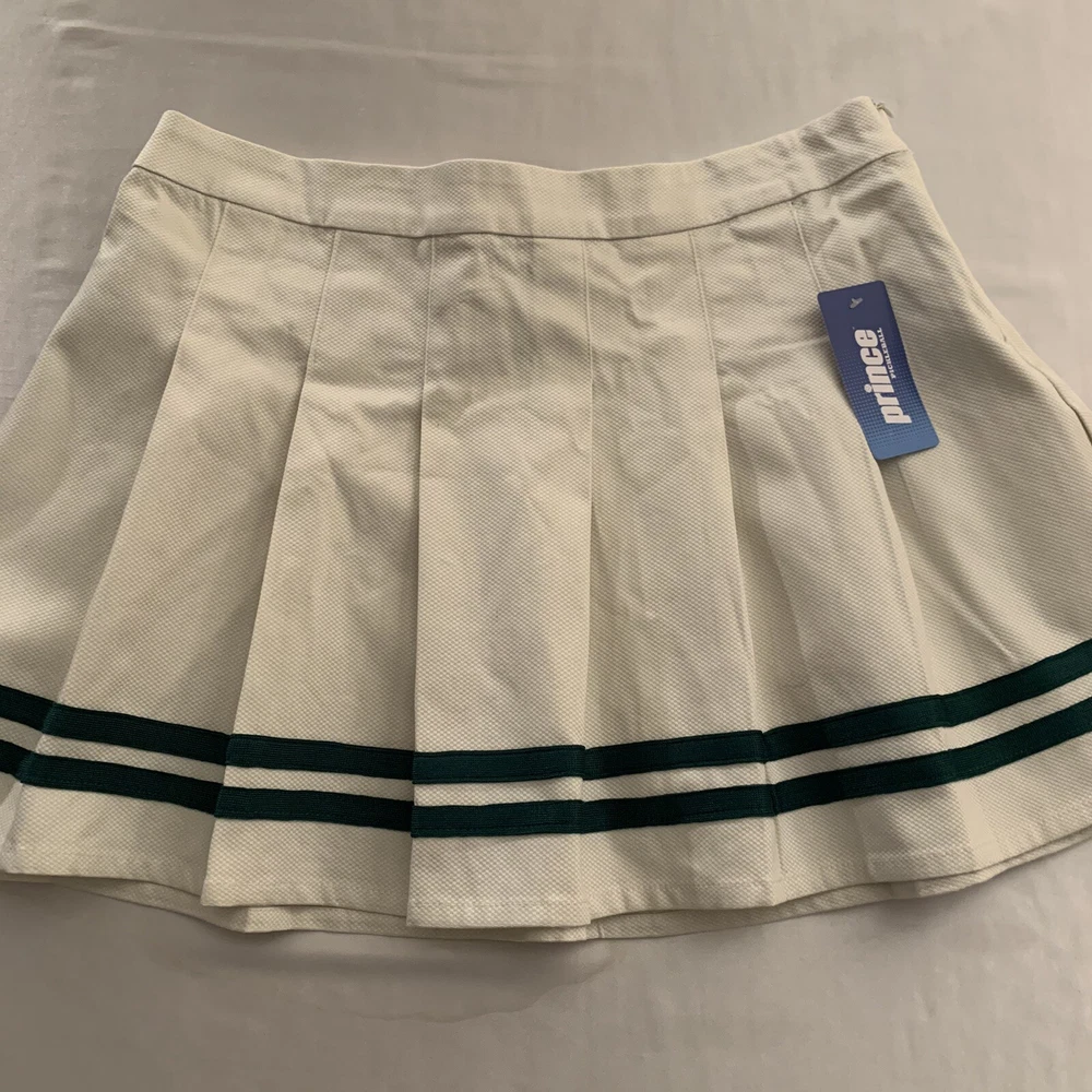 Pickleball Skirt Womens Medium Prince Pleated Striped White Green Cotton New NWT