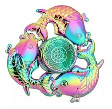 Rainbow Goldfish Fidget Spinner All Metal Toy Kids Adults ADHD Focus Stress EDC