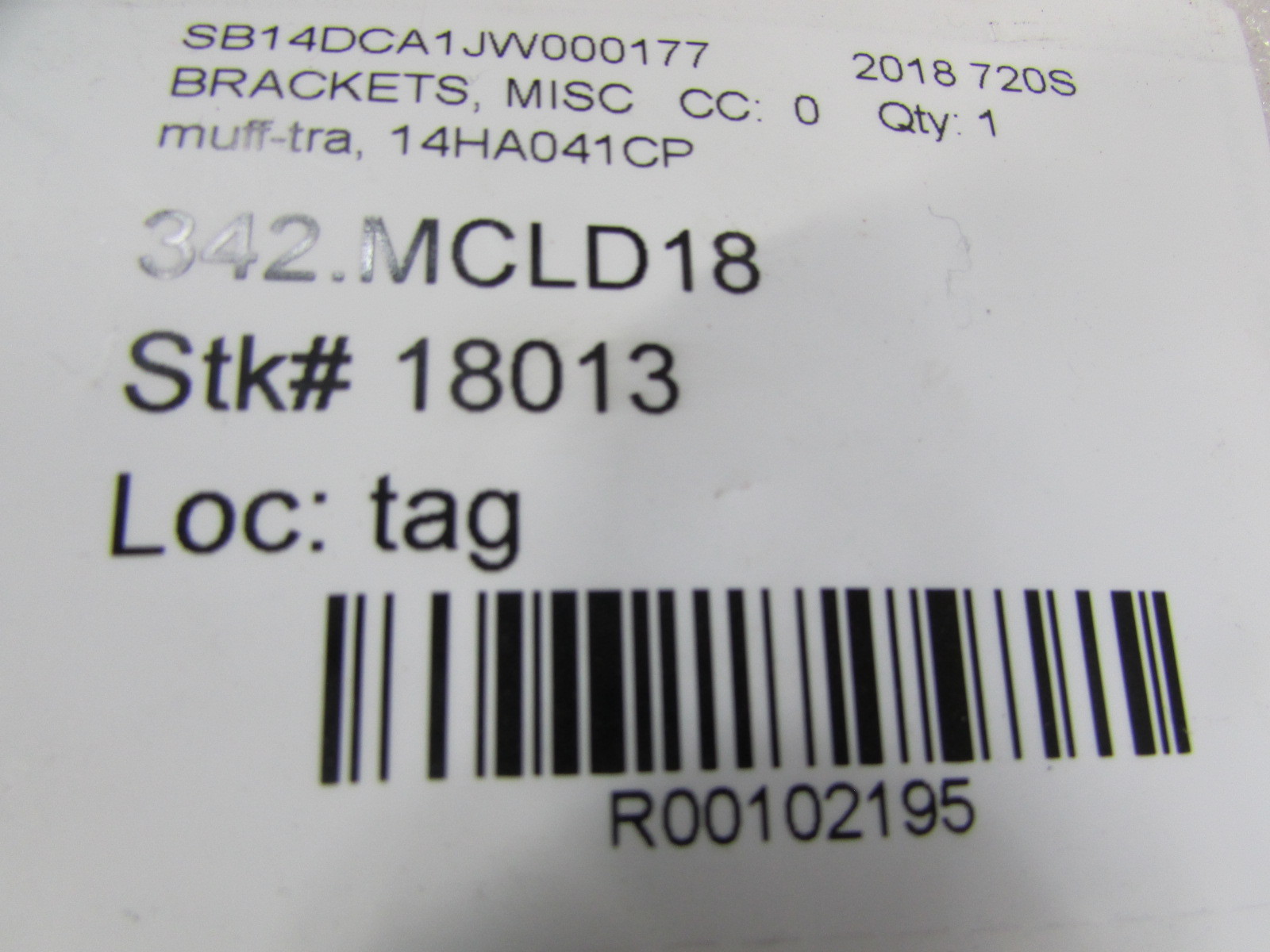 McLaren 720S, Muffler/Transmission Bracket, Used, P/N 14HA041CP