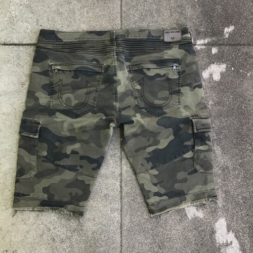 True Religion Shorts Men Size 42 Camo Green Geno Cutoff Cargo - Picture 9 of 9